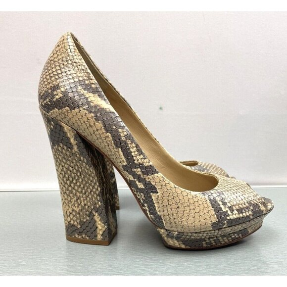 BCBGMaxazria Women's Dahlia 1 Pumps High Heel Snake Embossed Leather 8 B/38 - Picture 11 of 16